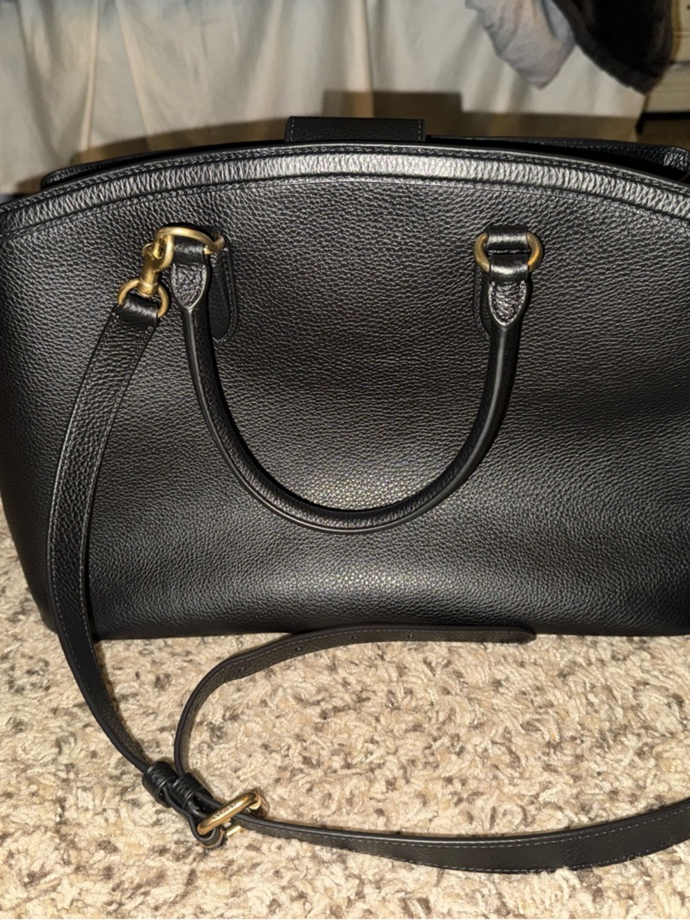 Coach Black Pebbled Large Leather Bag with Gold Hardware - Picture 5 of 5